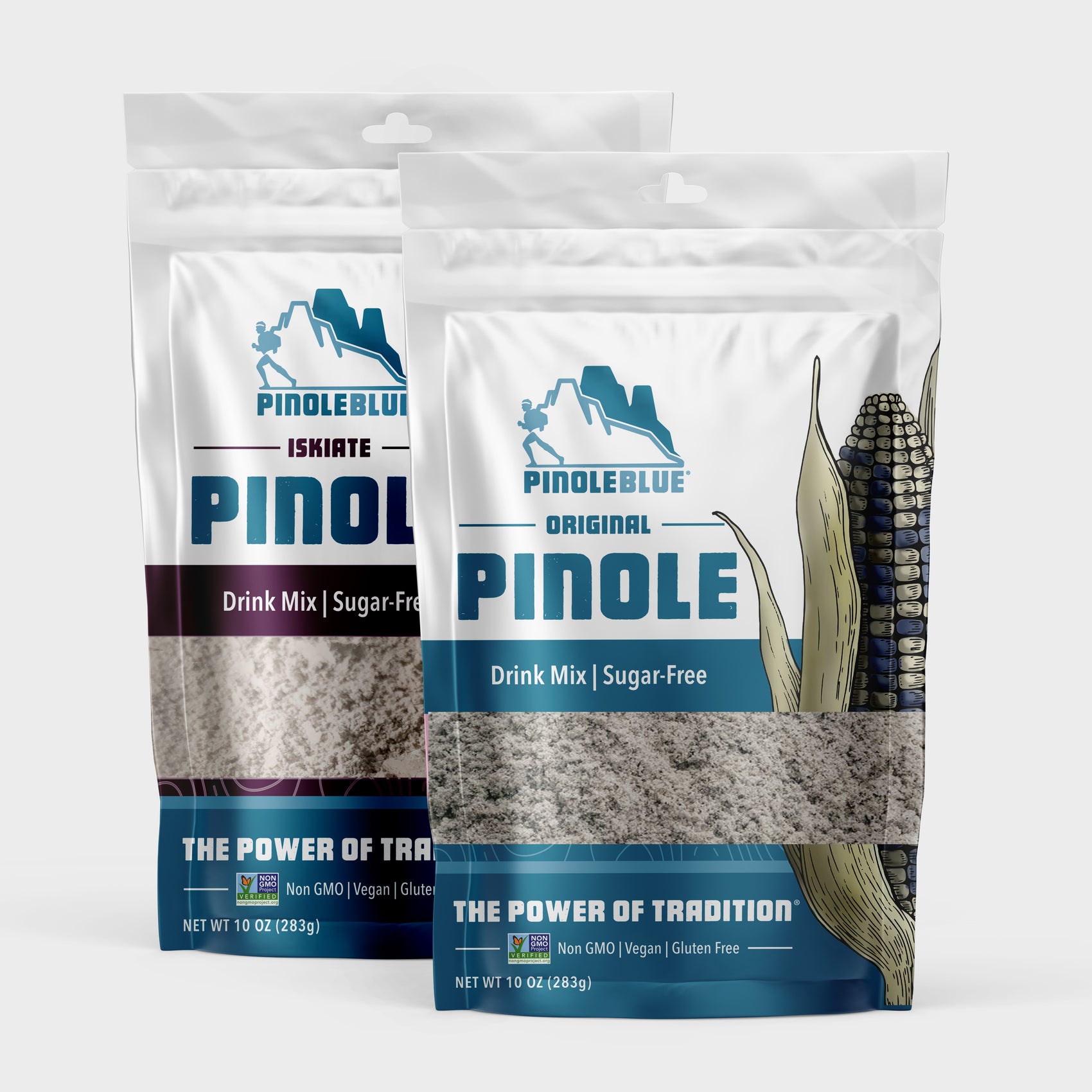 Santaigo Pinole Original Pinole and Iskiate Chia Organic Blue Corn Pinole Bundle