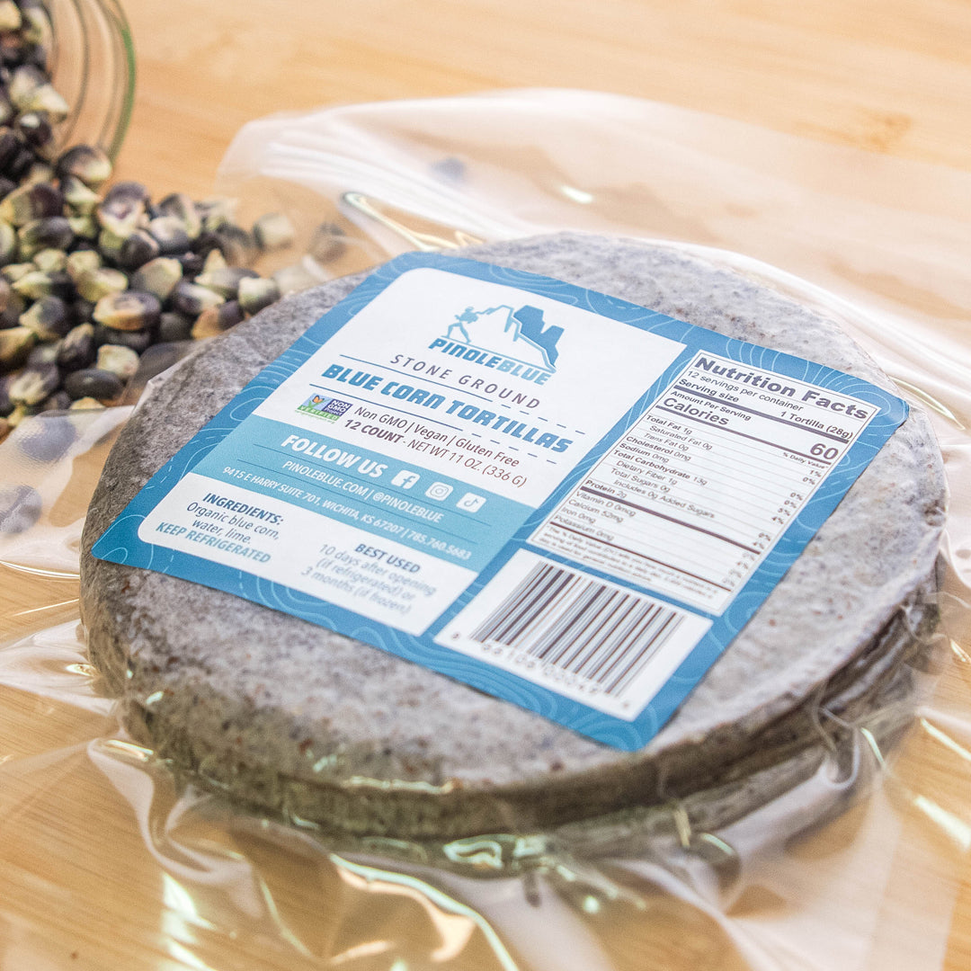 Blue Corn Stone Ground Tortillas 48 Counts Bundle - Pinole Blue